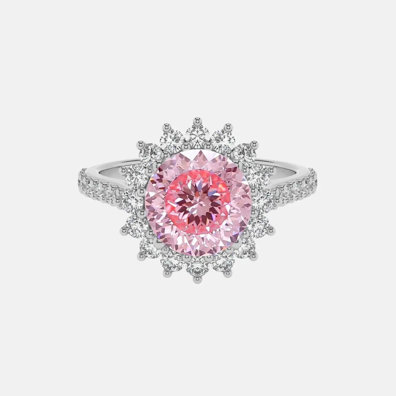 Pink Portuguese Cut Halo Diamond Cluster Ring AG & CO Jewellery