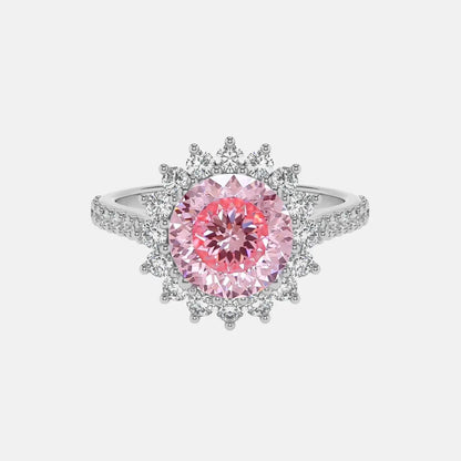 Pink Portuguese Cut Halo Diamond Cluster Ring AG & CO Jewellery
