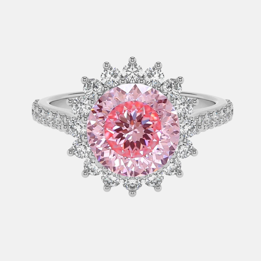 Pink Portuguese Cut Halo Diamond Cluster Ring AG & CO Jewellery