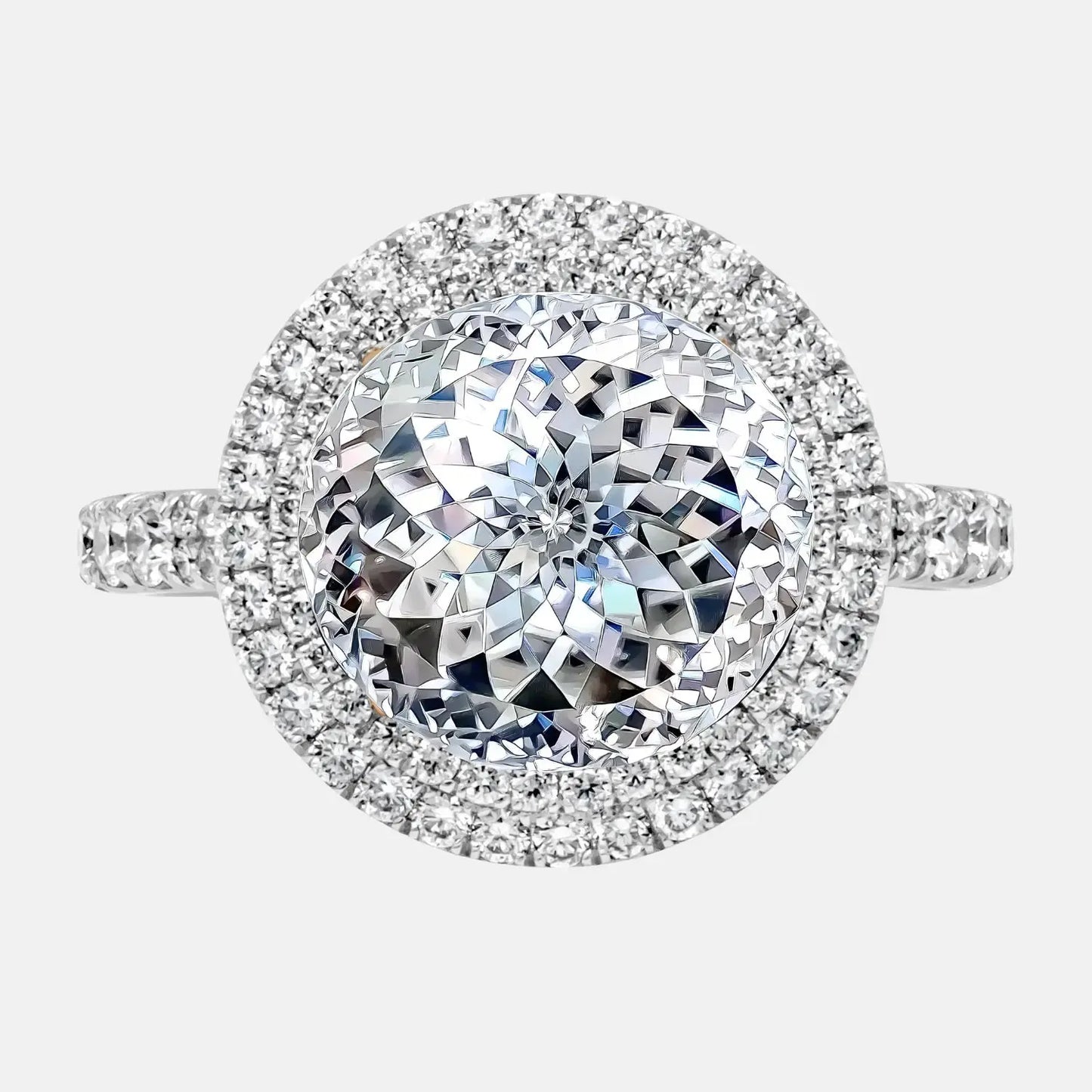 portuguese cut diamond double halo engagement ring ag & co jewellery
