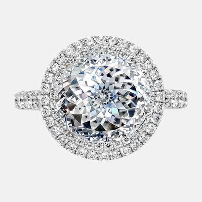 Portuguese Cut Diamond Double Halo Engagement Ring AG & CO Jewellery