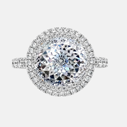 Portuguese Cut Diamond Double Halo Engagement Ring AG & CO Jewellery