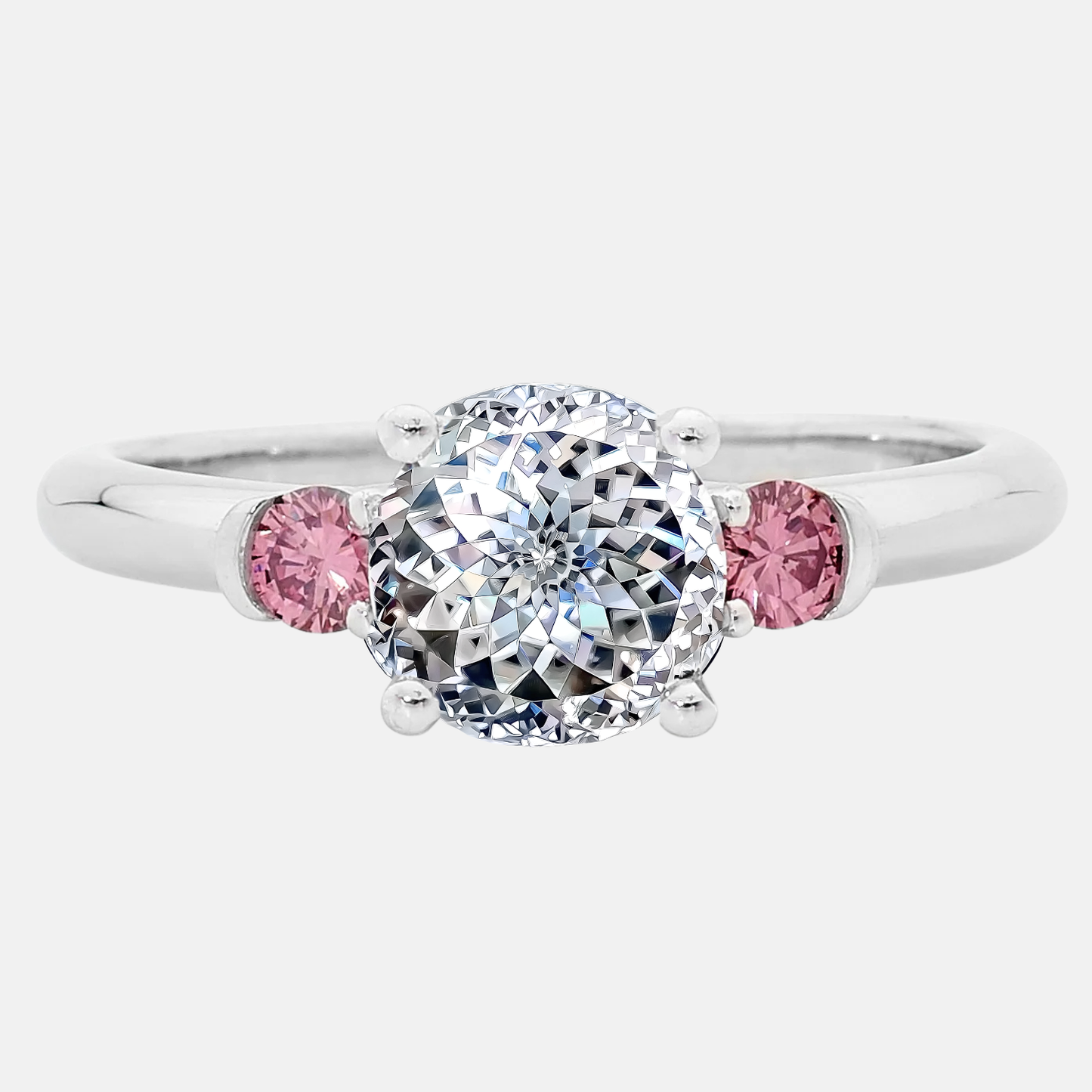 portuguese cut diamond engagement ring with pink accents ag & co jewellery
