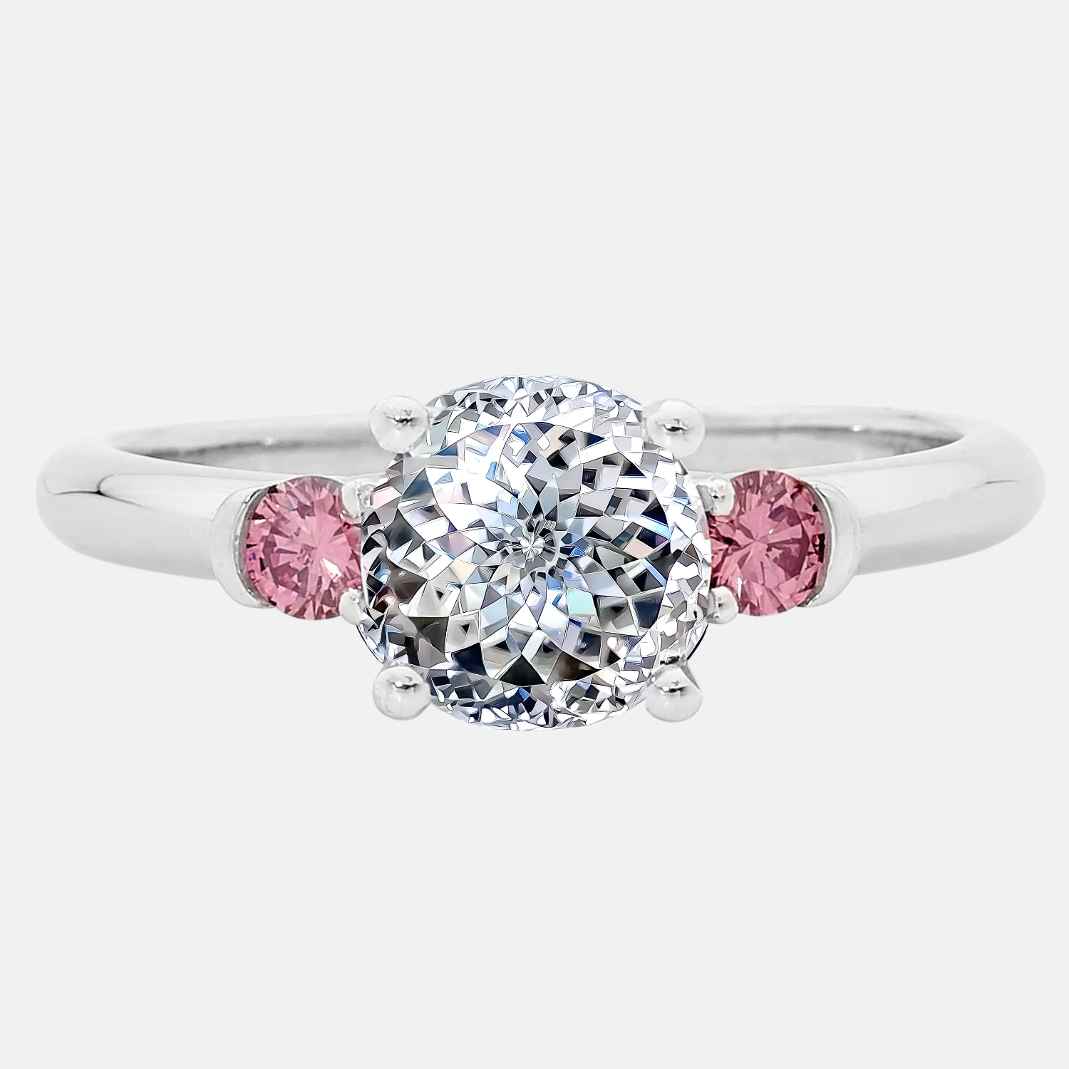 Portuguese Cut Diamond Engagement Ring with Pink Accents AG & CO Jewellery