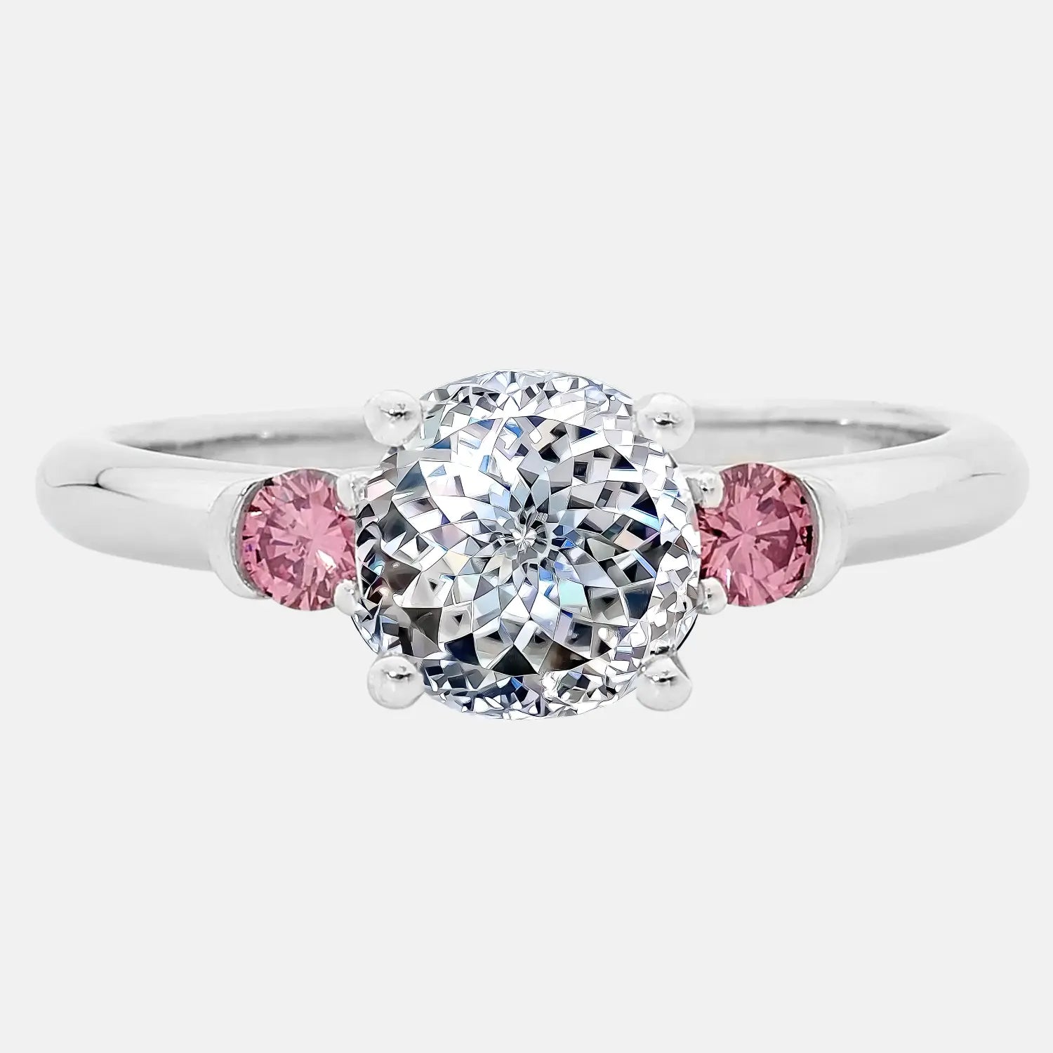Portuguese Cut Diamond Engagement Ring with Pink Accents AG & CO Jewellery