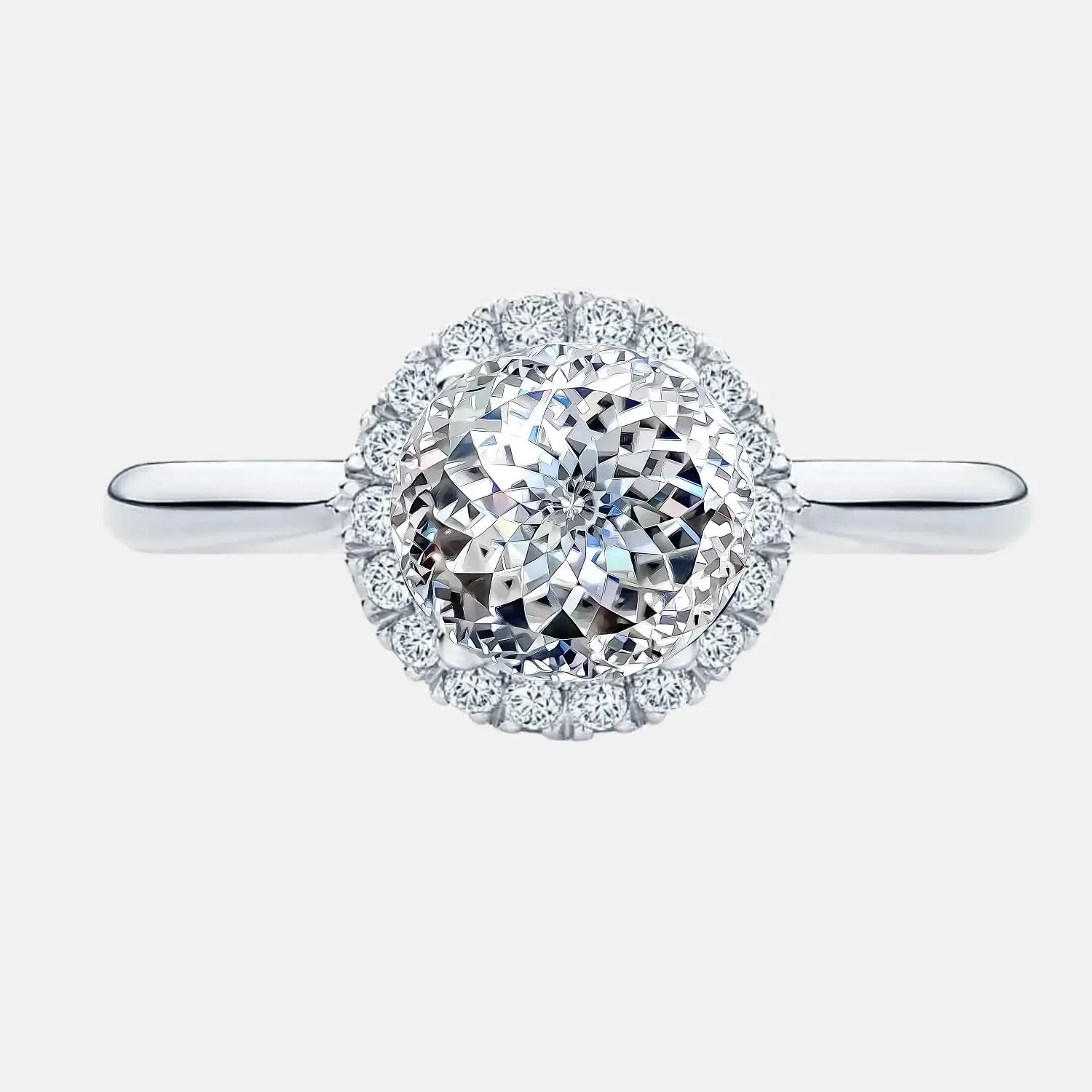 Portuguese Cut Diamond Solitaire Engagement Ring with Halo AG & CO Jewellery
