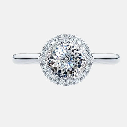 Portuguese Cut Diamond Solitaire Engagement Ring with Halo AG & CO Jewellery