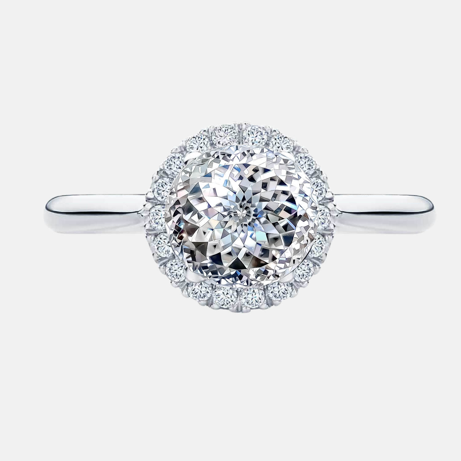 Portuguese Cut Diamond Solitaire Engagement Ring with Halo AG & CO Jewellery