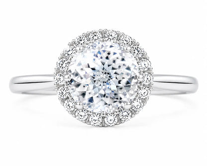 Portuguese Cut Diamond Solitaire Engagement Ring with Halo AG & CO Jewellery