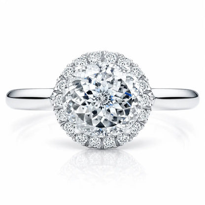 Portuguese Cut Diamond Solitaire Engagement Ring with Halo AG & CO Jewellery
