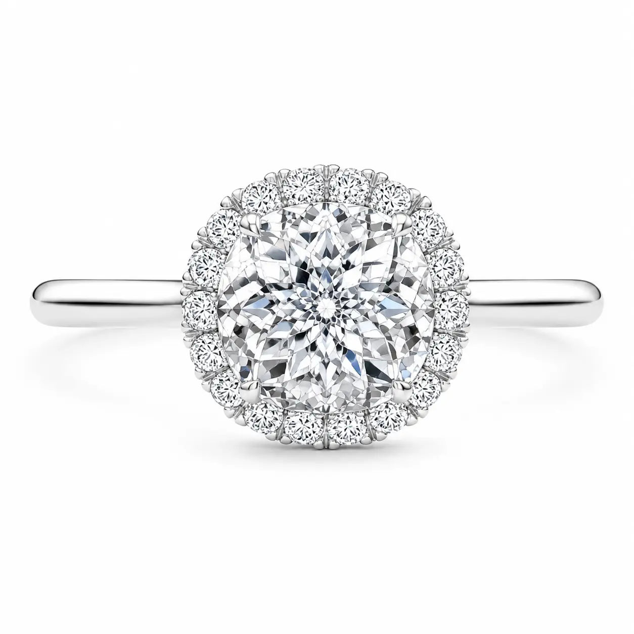 portuguese cut diamond solitaire engagement ring with halo ag & co jewellery