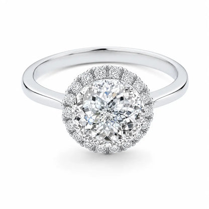 Portuguese Cut Diamond Solitaire Engagement Ring with Halo AG & CO Jewellery