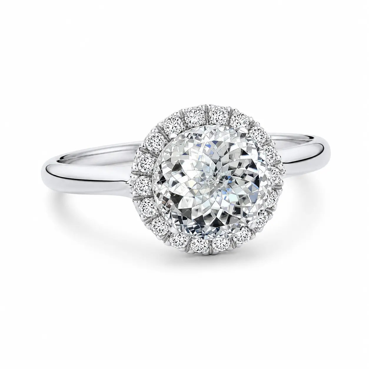 portuguese cut diamond solitaire engagement ring with halo ag & co jewellery