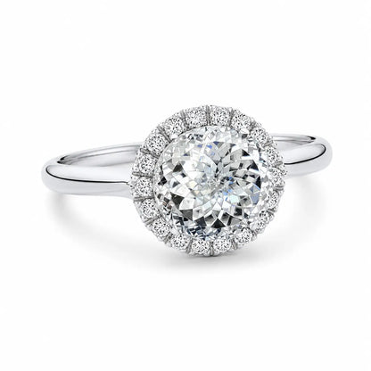 Portuguese Cut Diamond Solitaire Engagement Ring with Halo AG & CO Jewellery