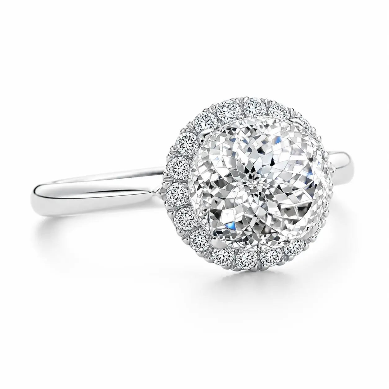 portuguese cut diamond solitaire engagement ring with halo ag & co jewellery