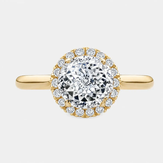 Portuguese Cut Diamond Solitaire Engagement Ring with Halo AG & CO Jewellery