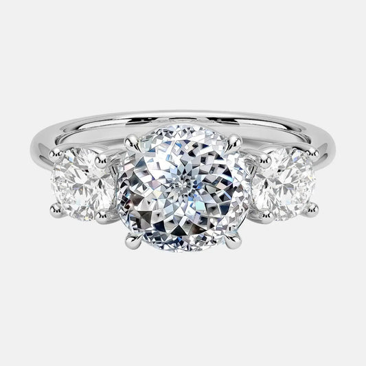Portuguese Cut Diamond Three-Stone Engagement Ring AG & CO Jewellery
