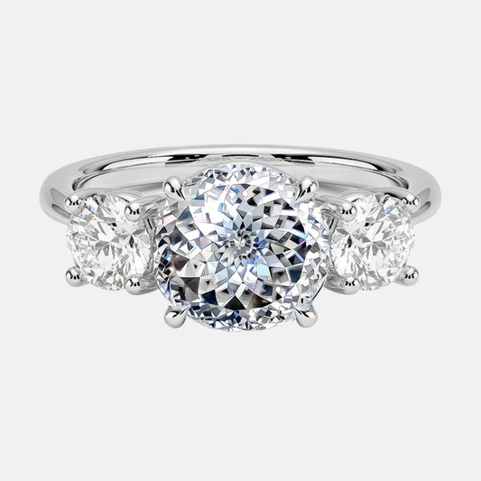Portuguese Cut Diamond Three-Stone Engagement Ring