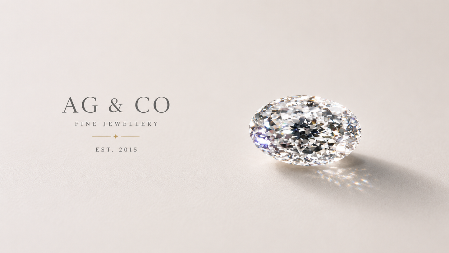 portuguese cut oval lab grown diamond – rare 161-facet brilliant, igi certified ag & co jewellery