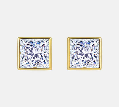 Princess Bezel Stud Diamond Earrings AG & CO Jewellery