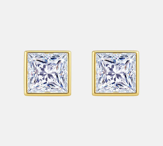 Princess Bezel Stud Diamond Earrings AG & CO Jewellery
