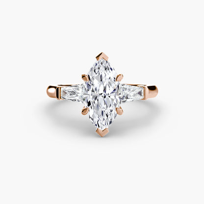 Three-Stone Ring (Baguette Side Stones) AG & CO Jewellery