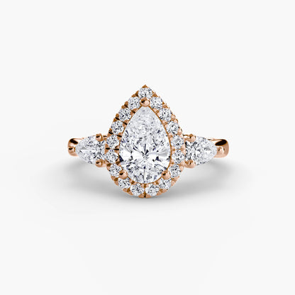 Three-Stone Ring with Halo AG & CO Jewellery