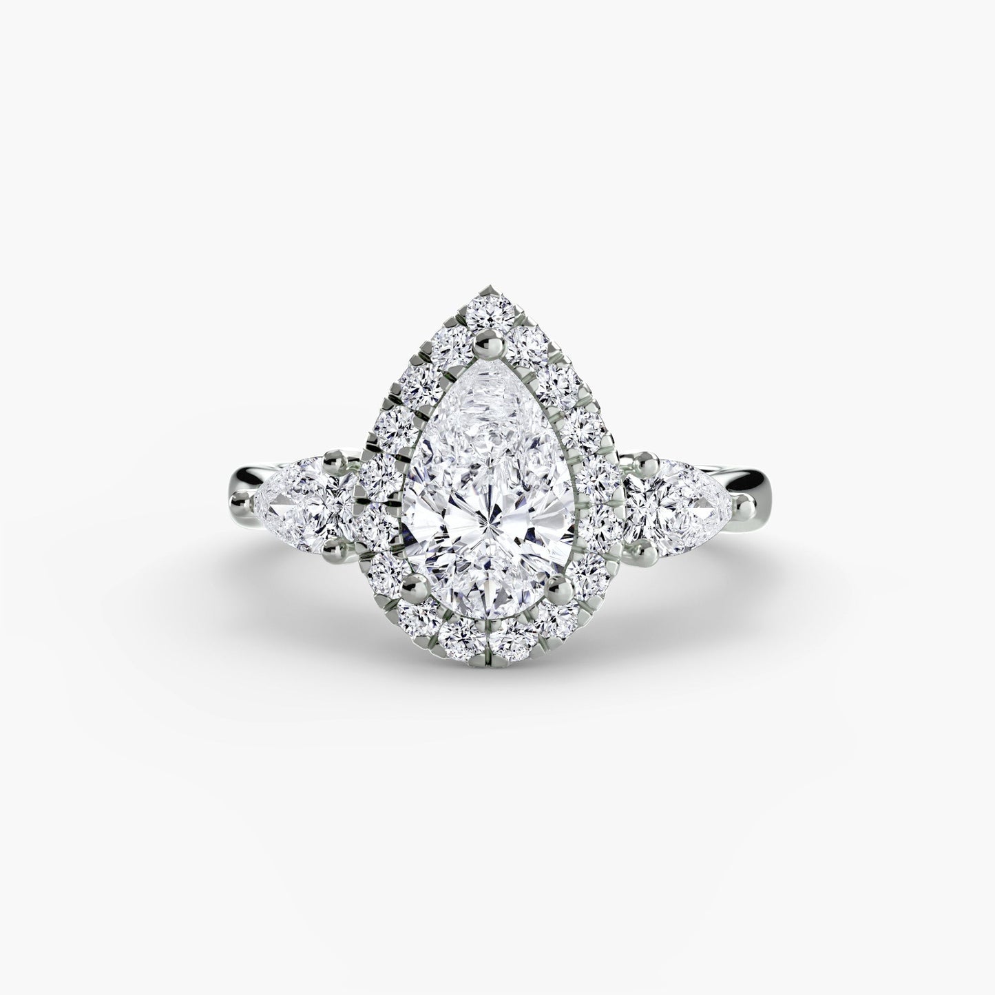 three-stone ring with halo ag & co jewellery