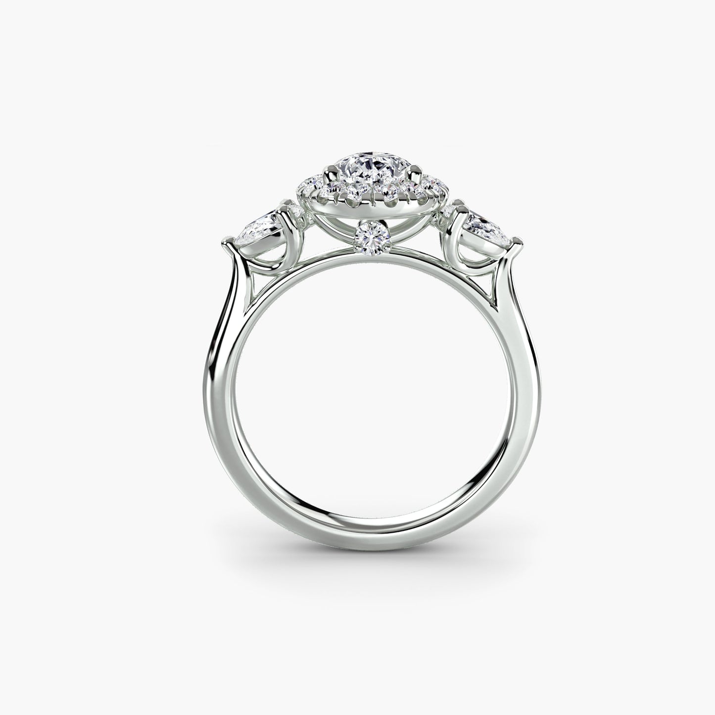 three-stone ring with halo ag & co jewellery