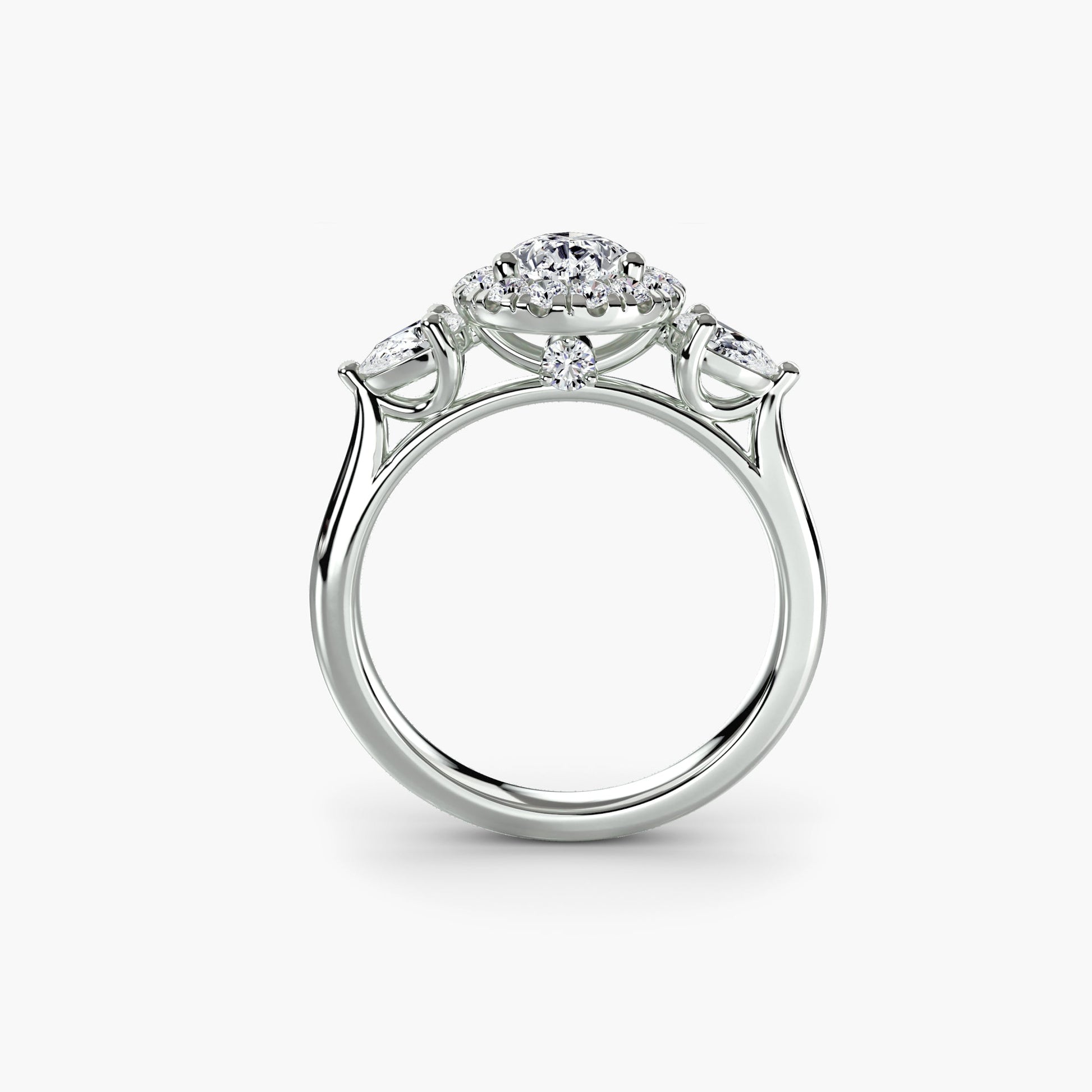 Three-Stone Ring with Halo AG & CO Jewellery
