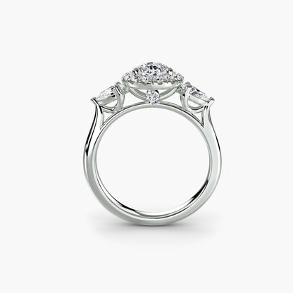 Three-Stone Ring with Halo AG & CO Jewellery
