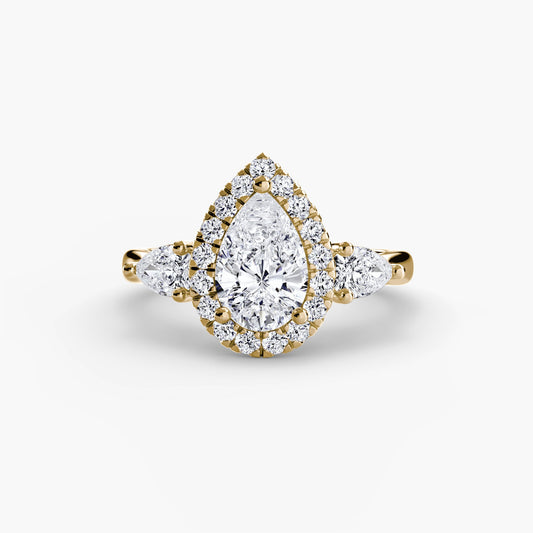 Three-Stone Ring with Halo AG & CO Jewellery