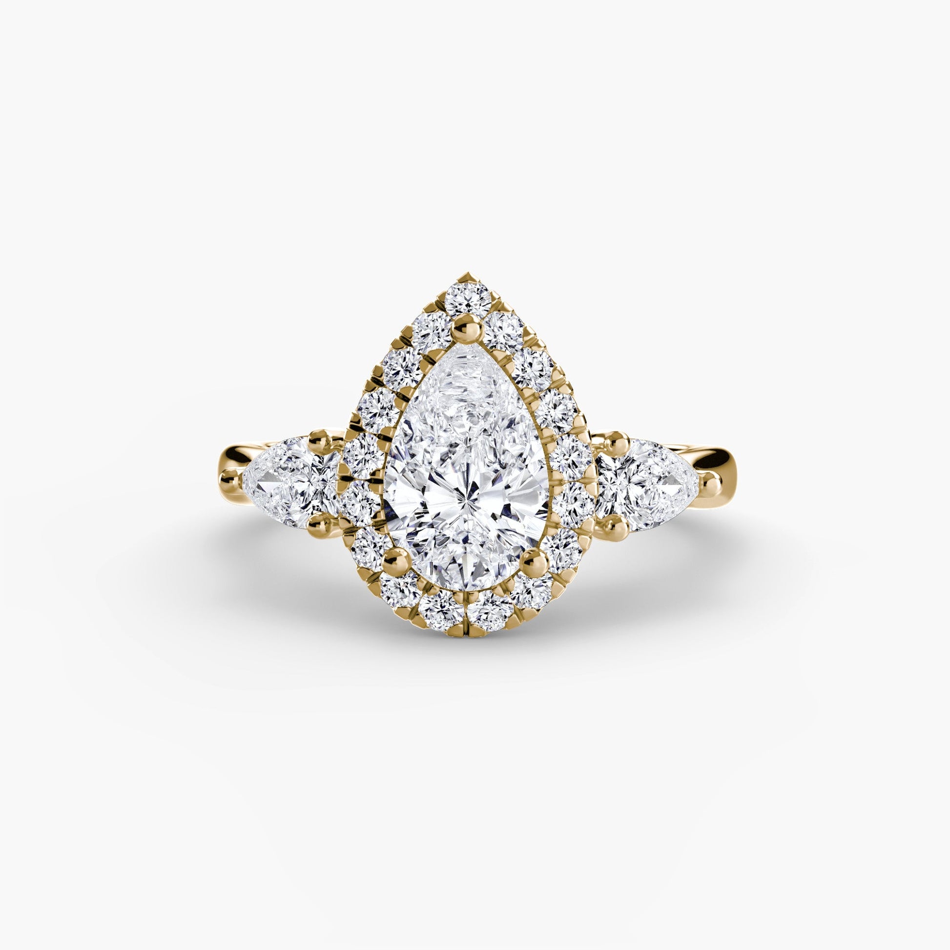 Three-Stone Ring with Halo AG & CO Jewellery