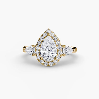 Three-Stone Ring with Halo AG & CO Jewellery