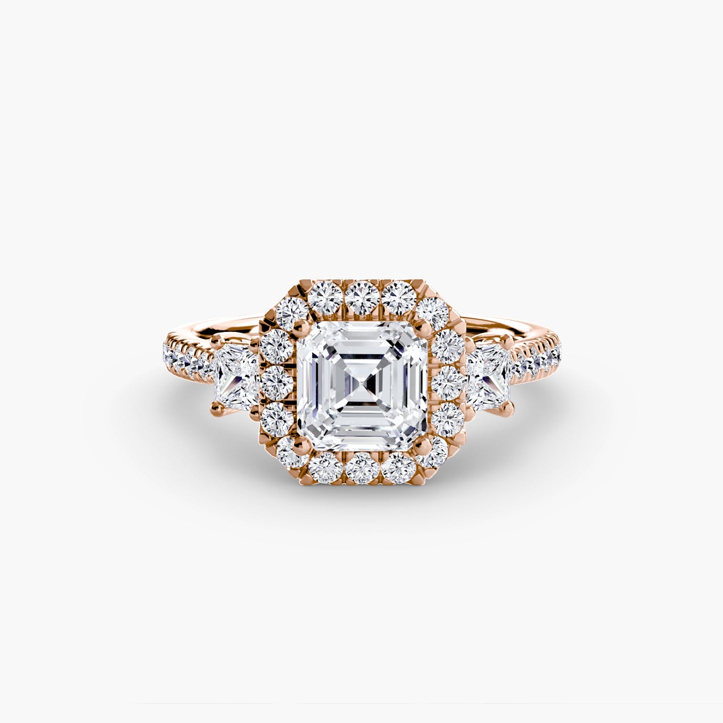 three-stone ring with halo 2 ag & co jewellery