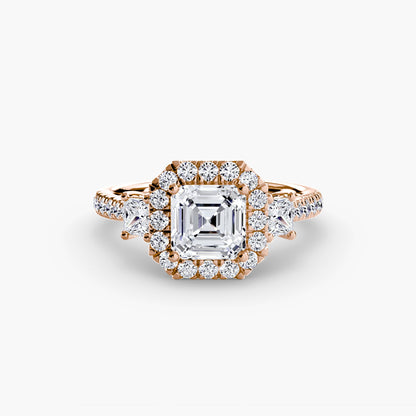 Three-Stone Ring with Halo 2 AG & CO Jewellery