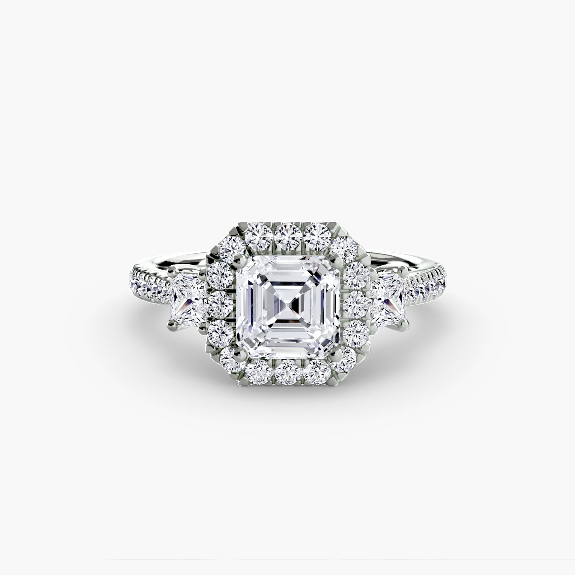 Three-Stone Ring with Halo 2 AG & CO Jewellery