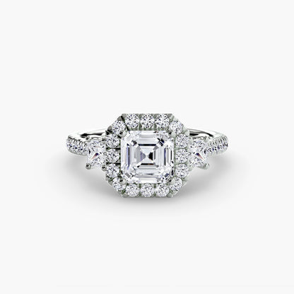 Three-Stone Ring with Halo 2 AG & CO Jewellery
