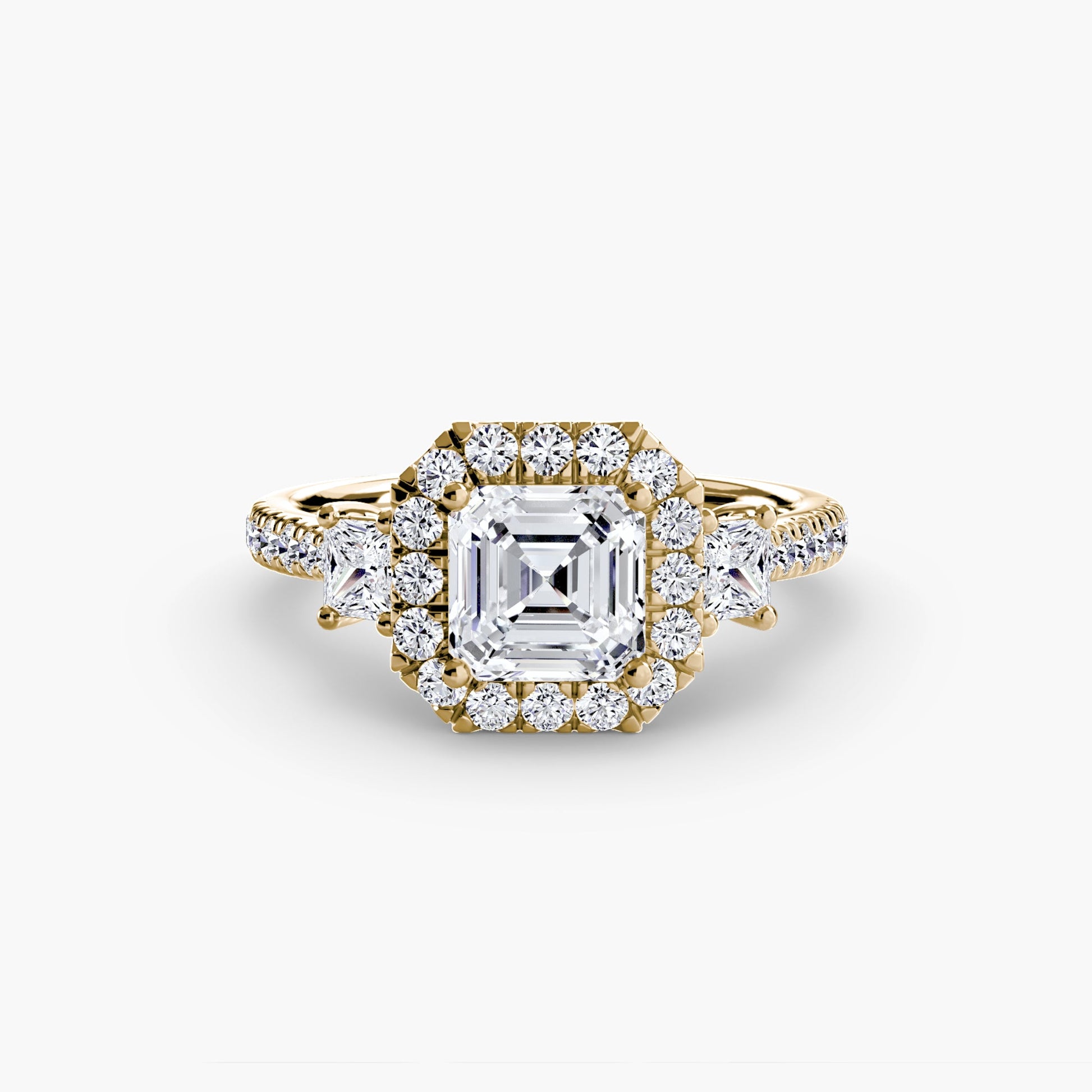 Three-Stone Ring with Halo 2 AG & CO Jewellery