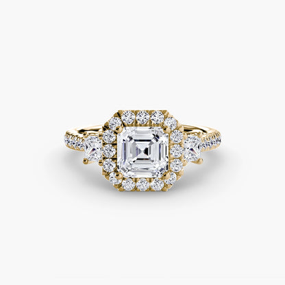 Three-Stone Ring with Halo 2 AG & CO Jewellery