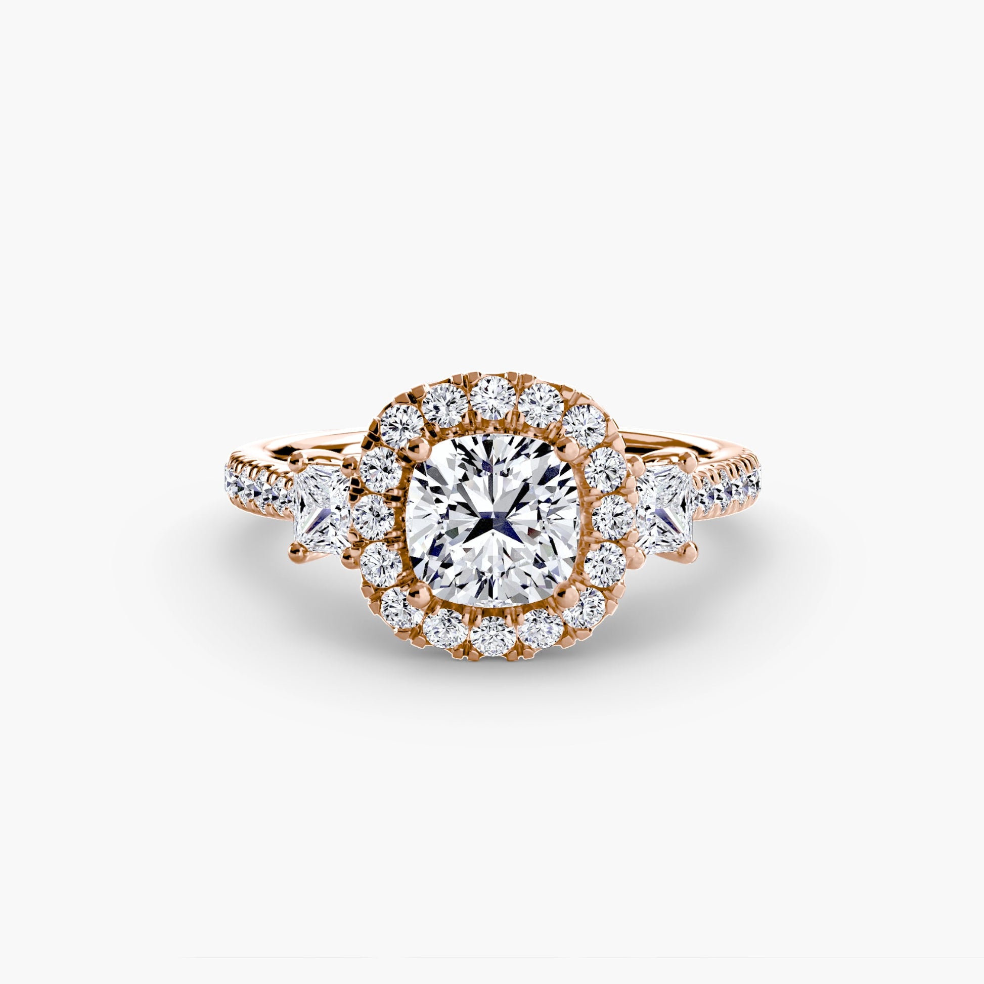 Three-Stone Ring with Halo 2 AG & CO Jewellery