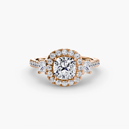 Three-Stone Ring with Halo 2 AG & CO Jewellery