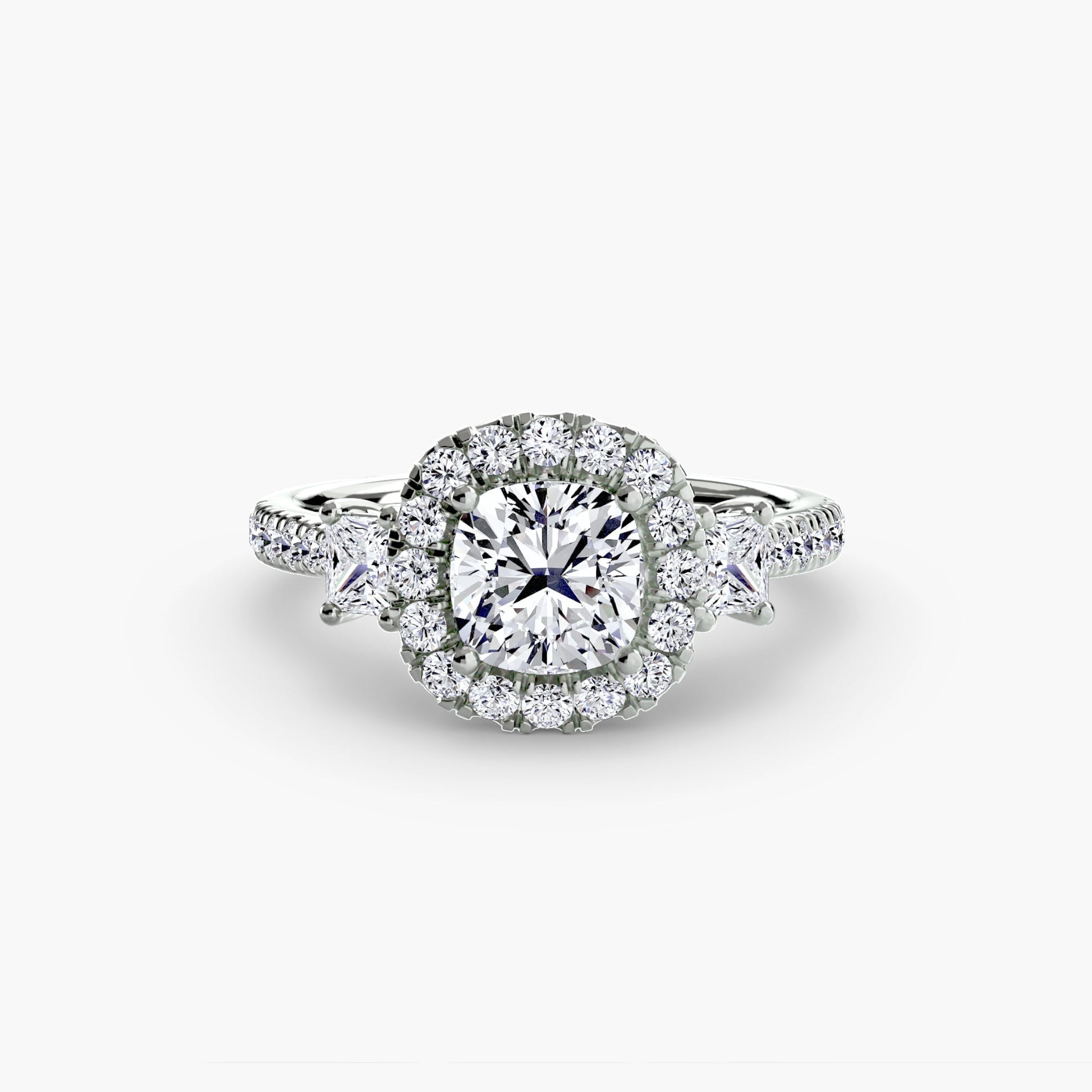 Three-Stone Ring with Halo 2 AG & CO Jewellery