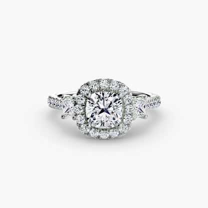 Three-Stone Ring with Halo 2 AG & CO Jewellery