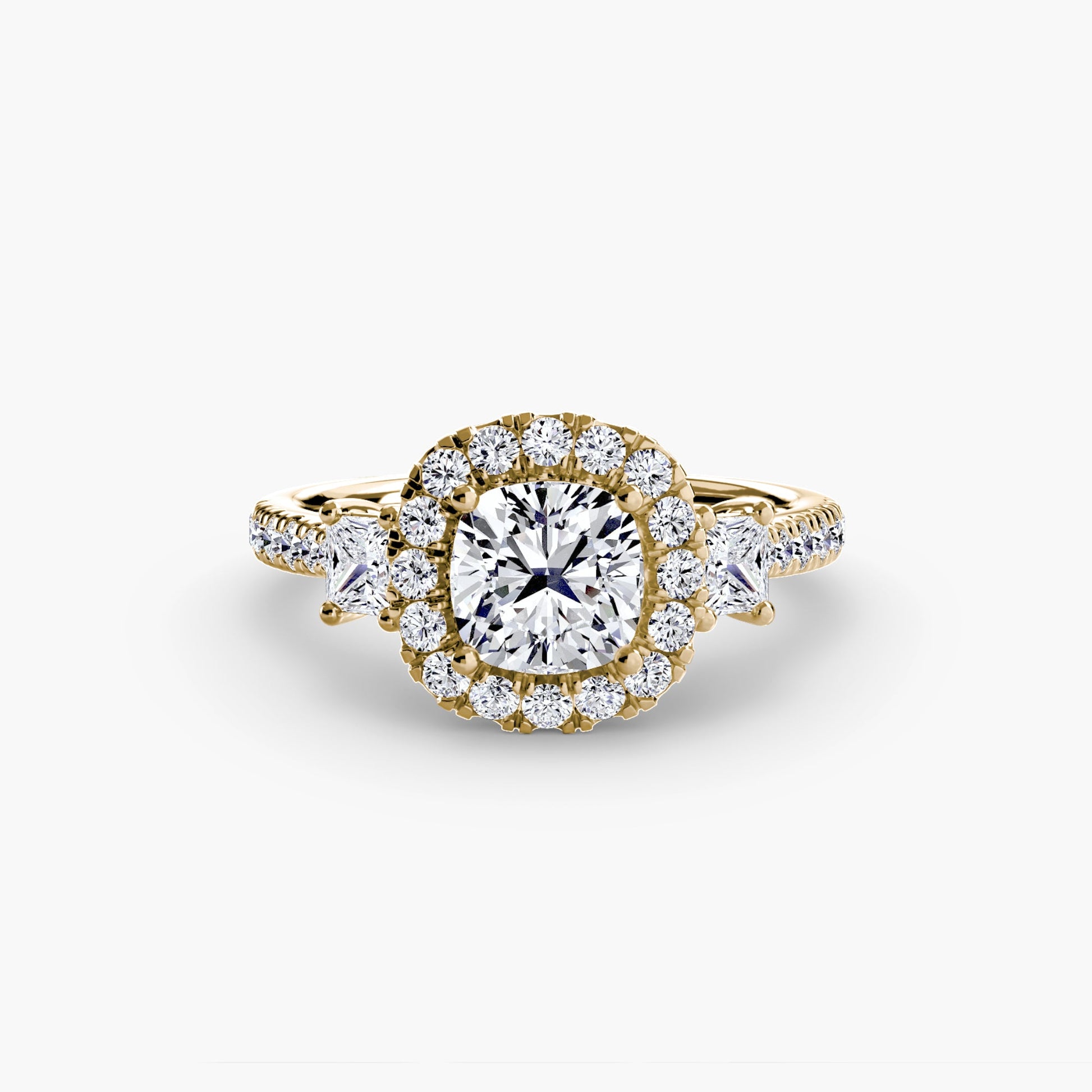 Three-Stone Ring with Halo 2 AG & CO Jewellery