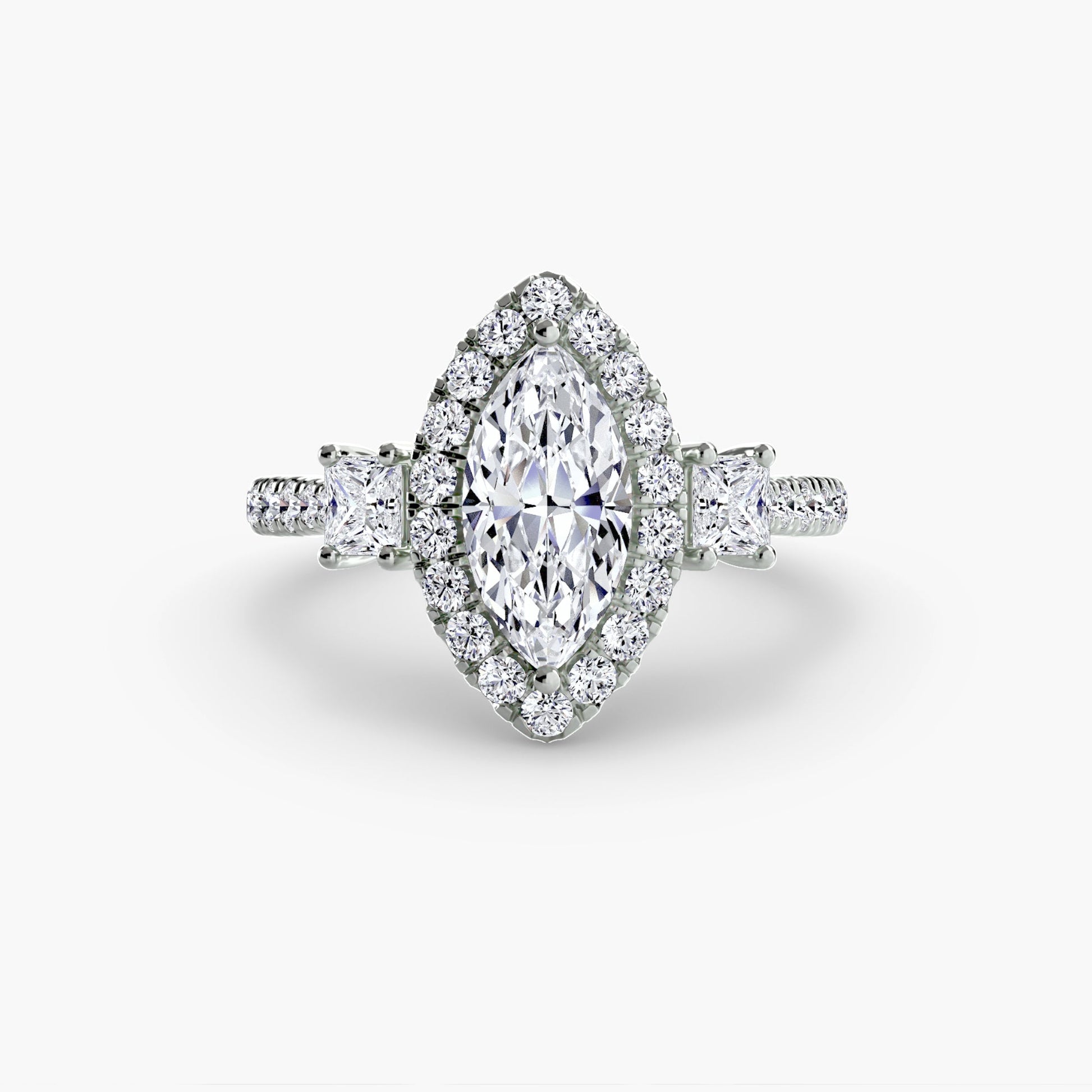 Three-Stone Ring with Halo 2 AG & CO Jewellery