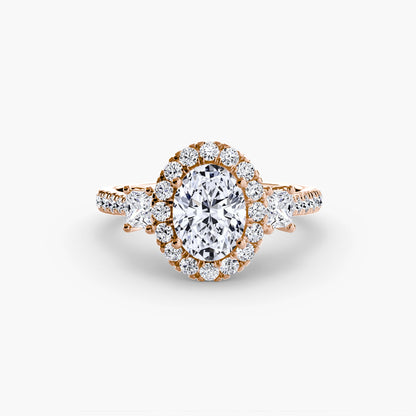 Three-Stone Ring with Halo 2 AG & CO Jewellery
