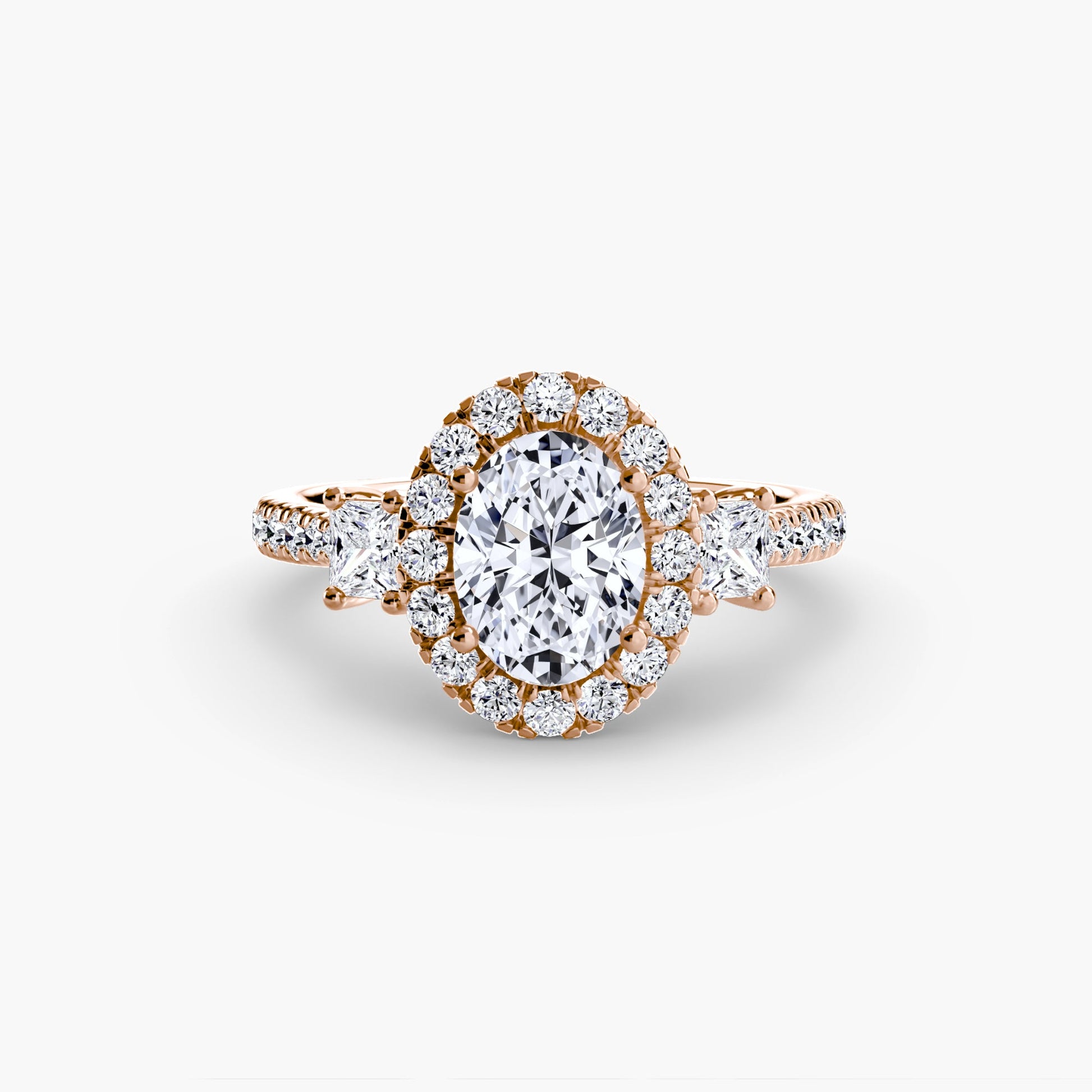Three-Stone Ring with Halo 2 AG & CO Jewellery