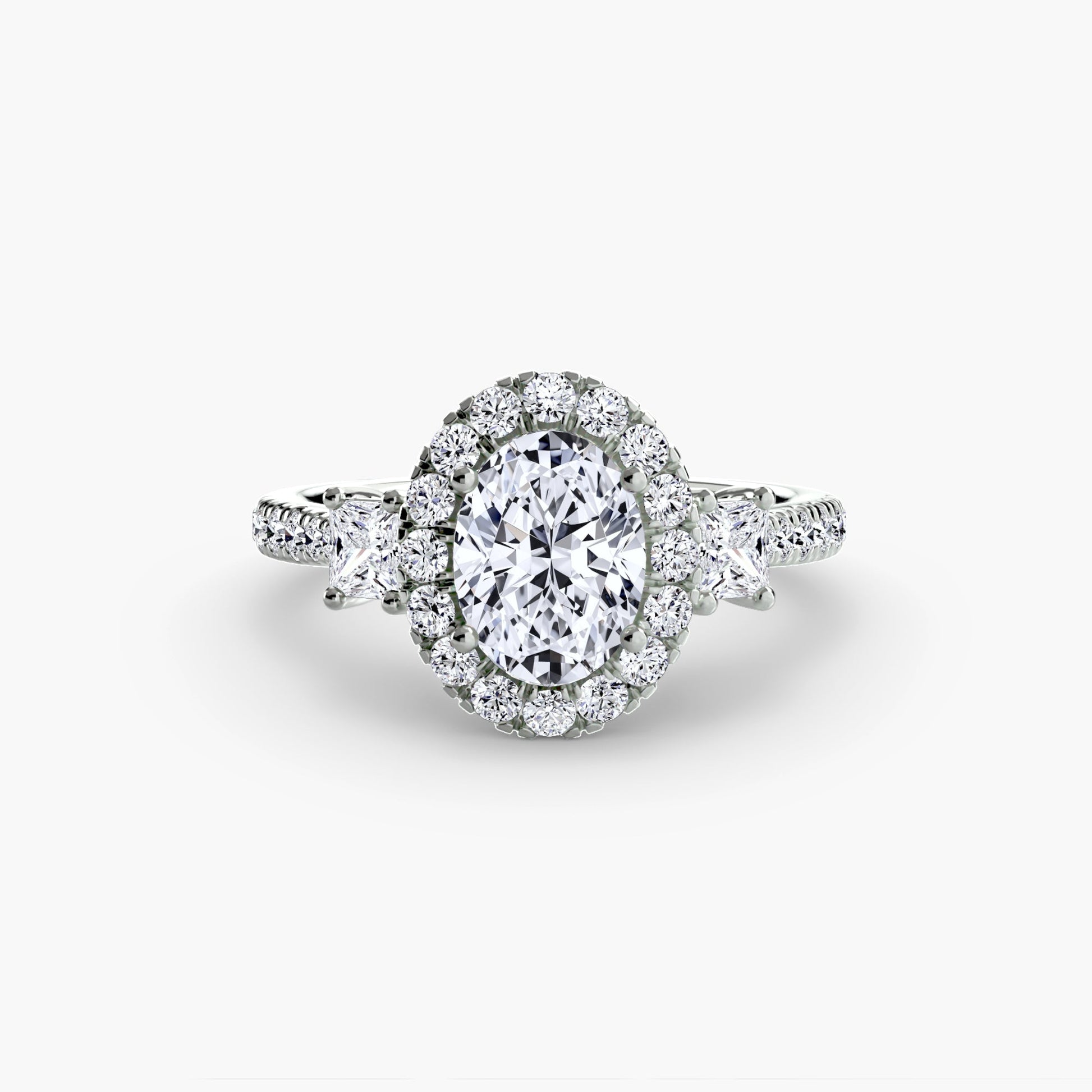 Three-Stone Ring with Halo 2 AG & CO Jewellery
