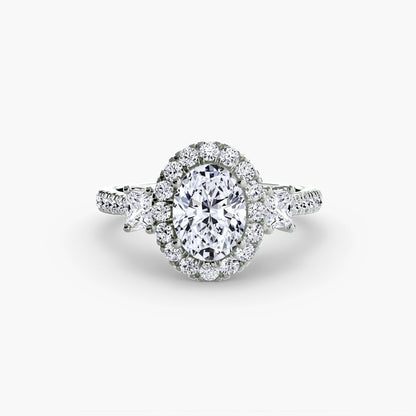 Three-Stone Ring with Halo 2 AG & CO Jewellery